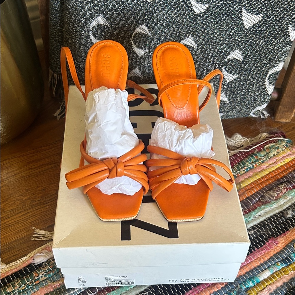 SCHUTZ Bold Orange Heeled Sandals